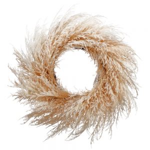 36″ Artificial Pampas Grass Hanging Wreath -Beige