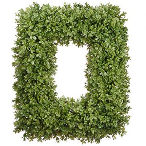 22″Hx18″W Artificial Boxwood Rectangle-Shaped Hanging Wreath -Green