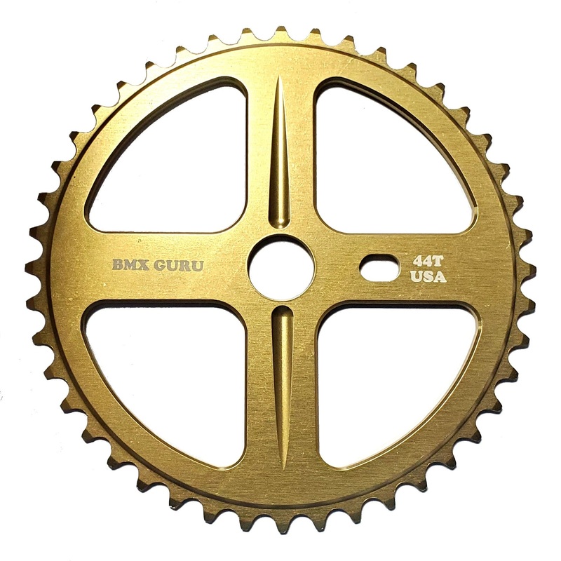 BMXGuru 44t Bolt Drive BMX Aluminum Sprocket / Chainwheel – Gold – USA Made