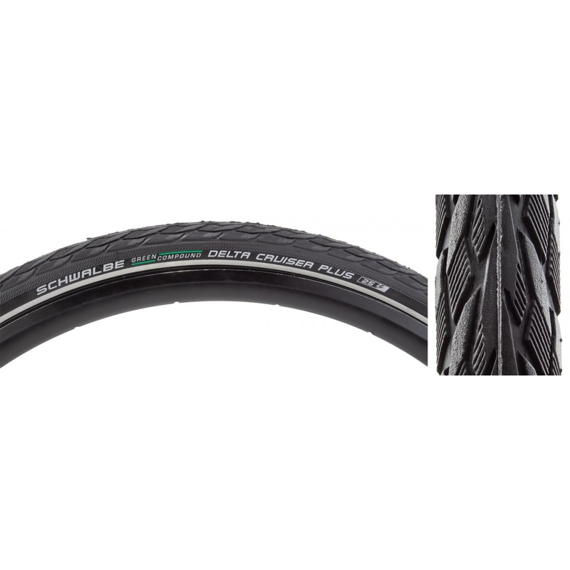 Tire Swb Delta Cruiser Plus 700X38 Active Twin Gn-Guard Black/Bk/Ref Gn-Compound E25 Wire