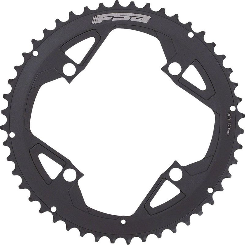Full Speed Ahead Gossamer Pro ABS Road Chainring – 48t Outer Ring 120mm BCD 4-Bolt Aluminum N11 Black