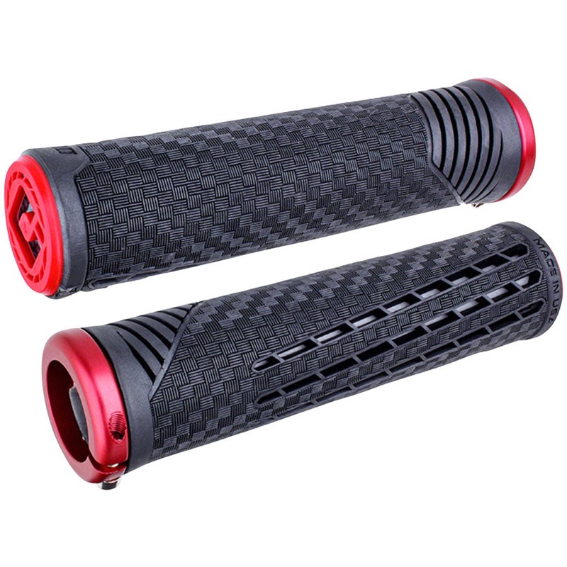 ODI CF V2.1 Grips – Black/Red/Red, Lock-On