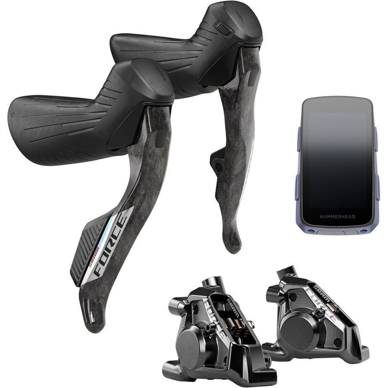 SRAM Force eTap AXS Upgrade Kit – Right and Left HRD Shift/Brake Levers, Flat Mount Calipers, Hammerhead Karoo (Force Color Edition), E1