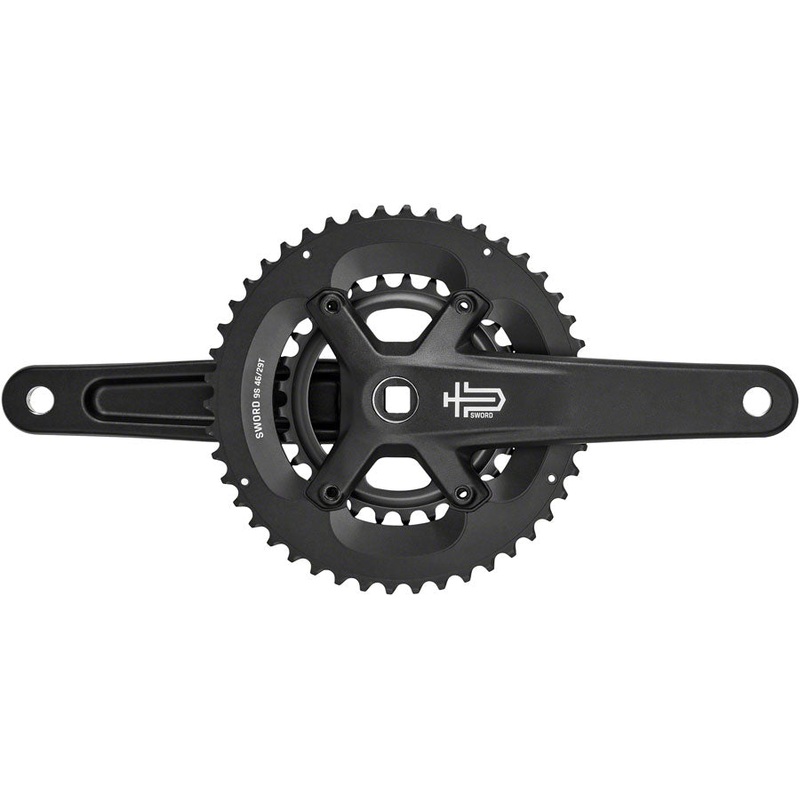 microSHIFT Sword BLK 2x Crankset – 175mm 9-Speed 46/29t 110/80 Asym BCD JIS Square Taper Spindle Interface BLK