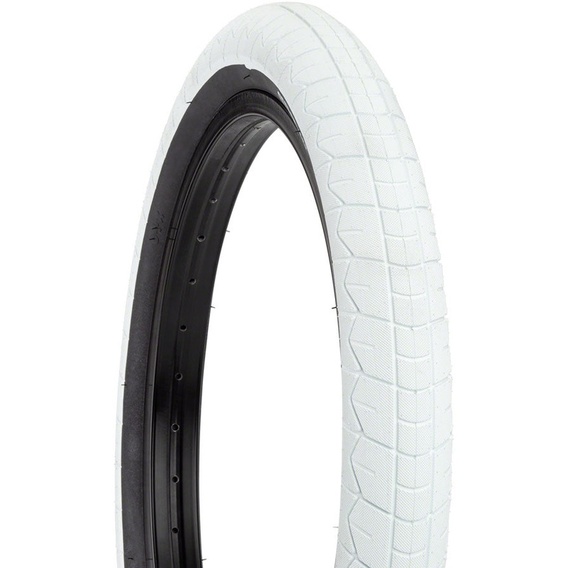 Sunday Current V2 20×2.4 Clincher BMX Tire with Grippy Tread, Wire Bead, Durable Rubber, High-Pressure Performance & Stylish White/Black Design