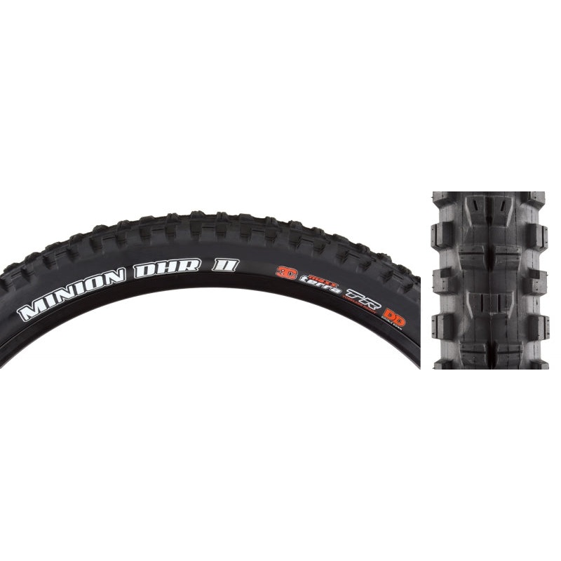 Maxxis Minion DHR II Tire – 26 x 2.4 Tubeless Folding BLK 3C MaxxTerra EXO Wide Trail