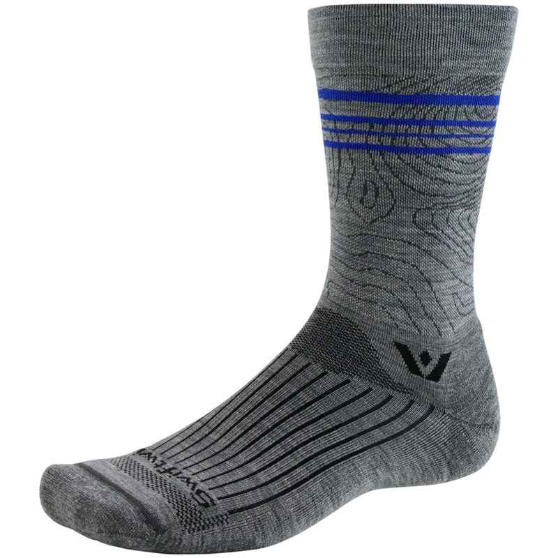 Swiftwick Pursuit Crew Socks – 6″ Topographic Gray Large