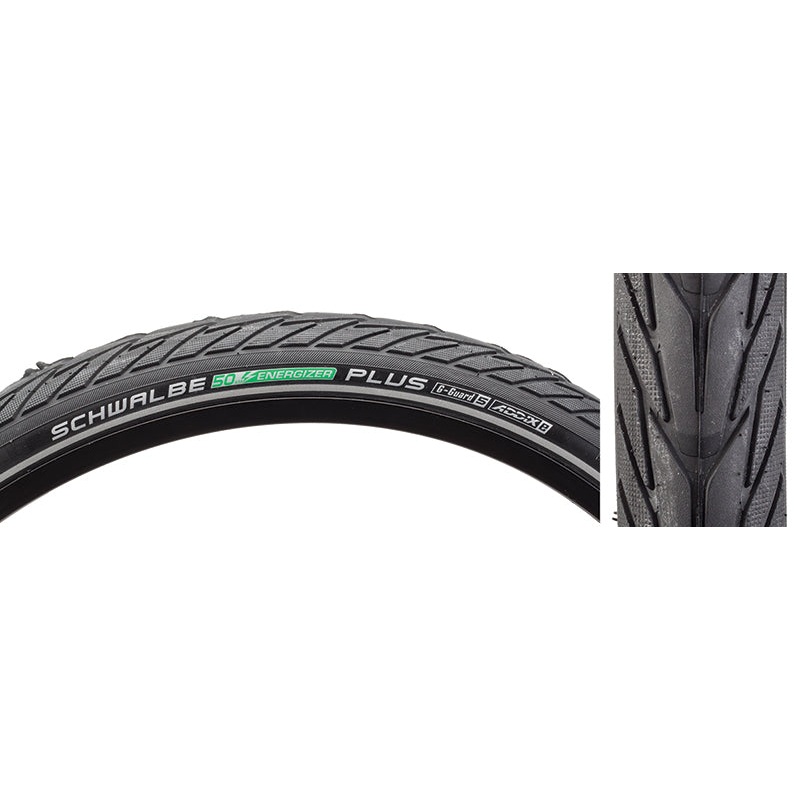 Schwalbe Energizer Plus Tire – 700 x 38 Clincher Wire BLK/Reflective Performance GreenGuard Addix E50