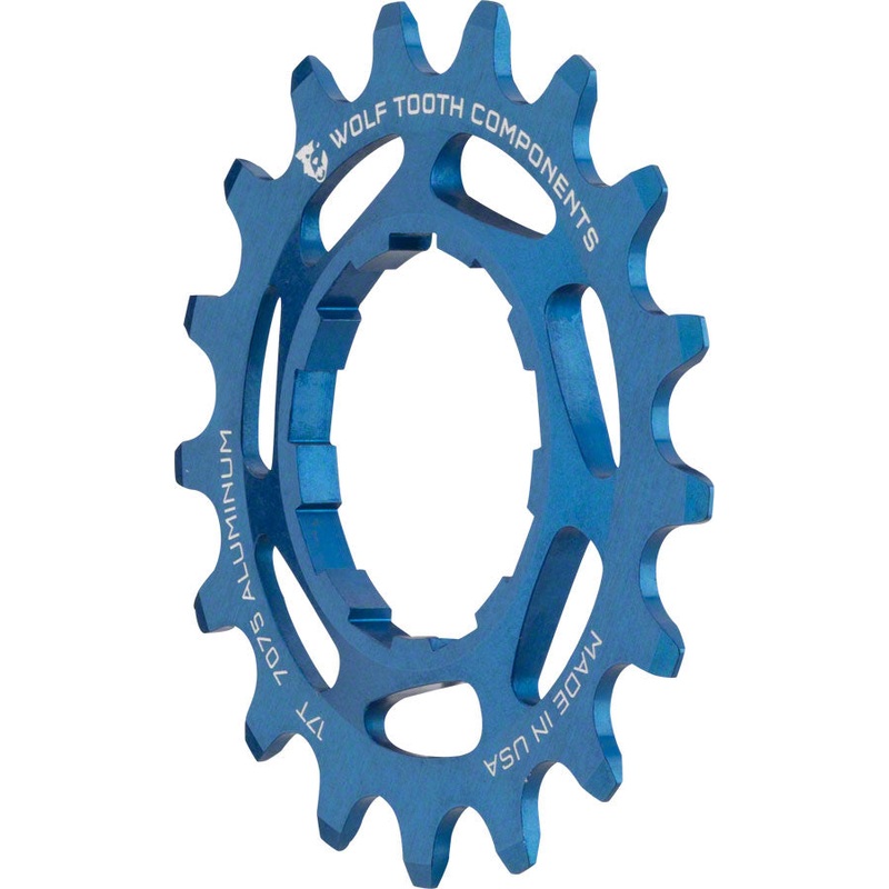 Wolf Tooth Single Speed Aluminum Cog: 17T, Compatible with 3/32″ Chains, Blue