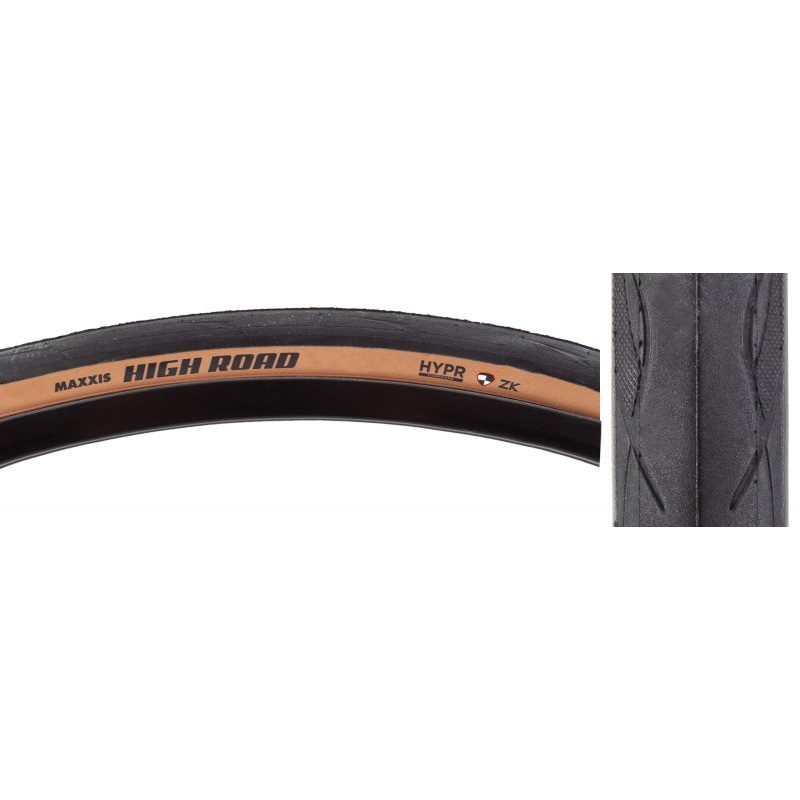 High Road Tire – 700 x 28 Clincher Folding BLK/Tan HYPR K2 Protection