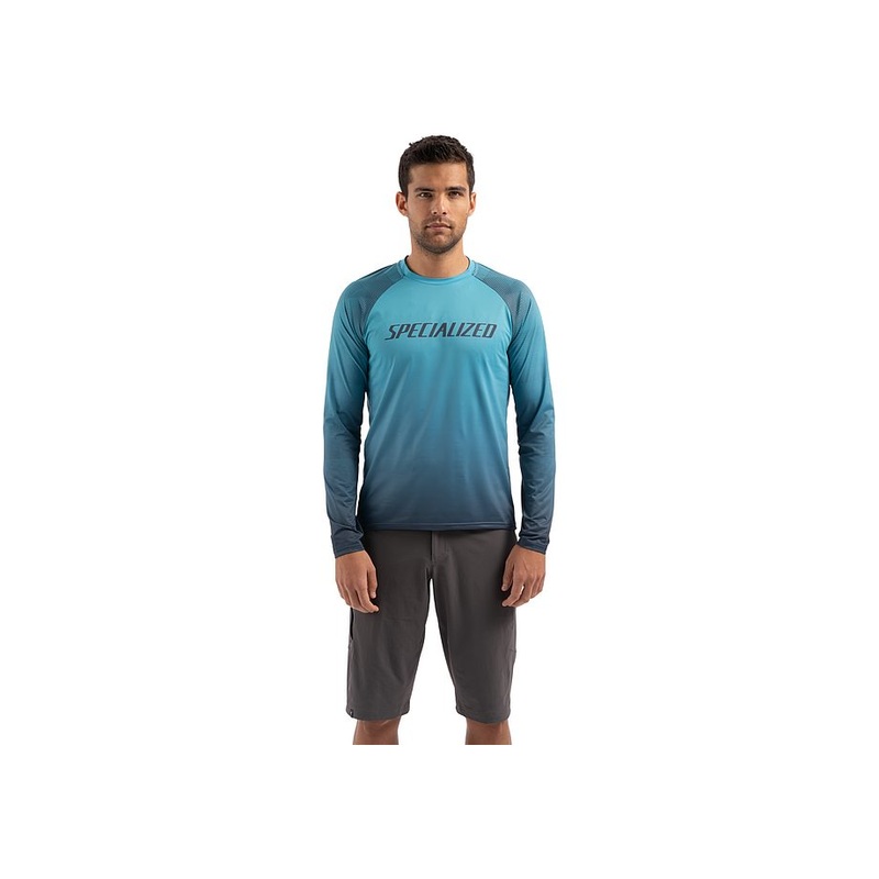Specialized enduro air jersey ls men aqua / cast blue refraction xl