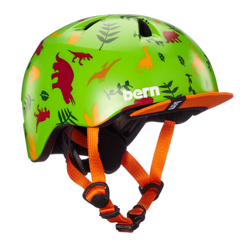 Bern Tigre Helmet with Visor – Youth – Satin Green Dino