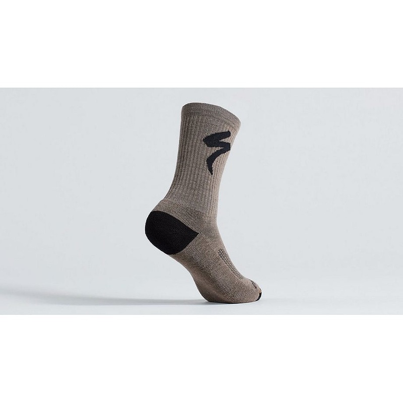 Specialized merino midweight tall logo sock gunmetal l