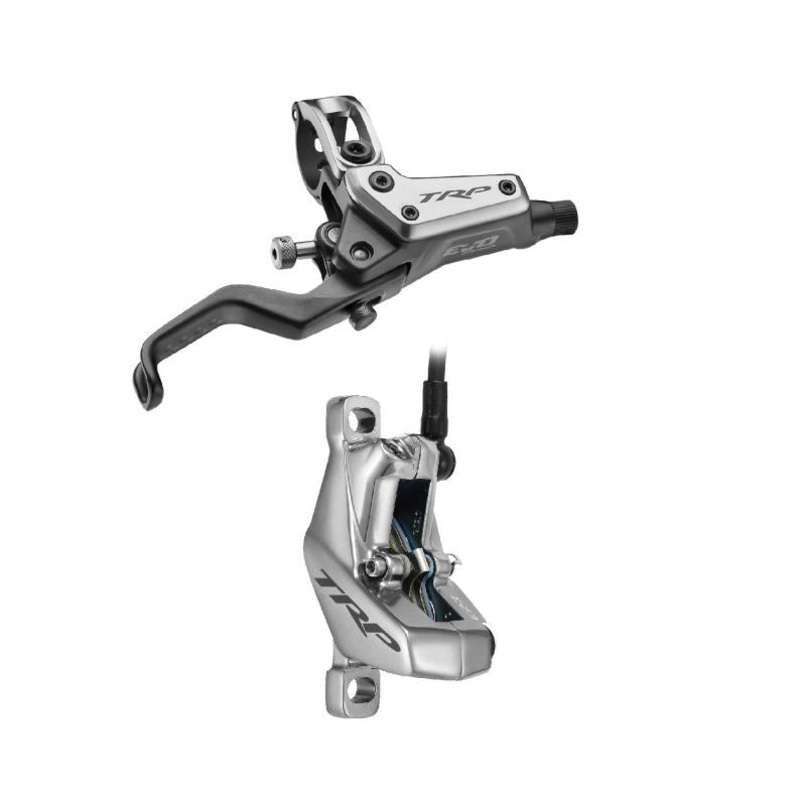 TRP EVO Pro HD-M9040 Disc Brake Lever – Left/Front Rear 1900mm Hose Post Mount 4-Piston Gray