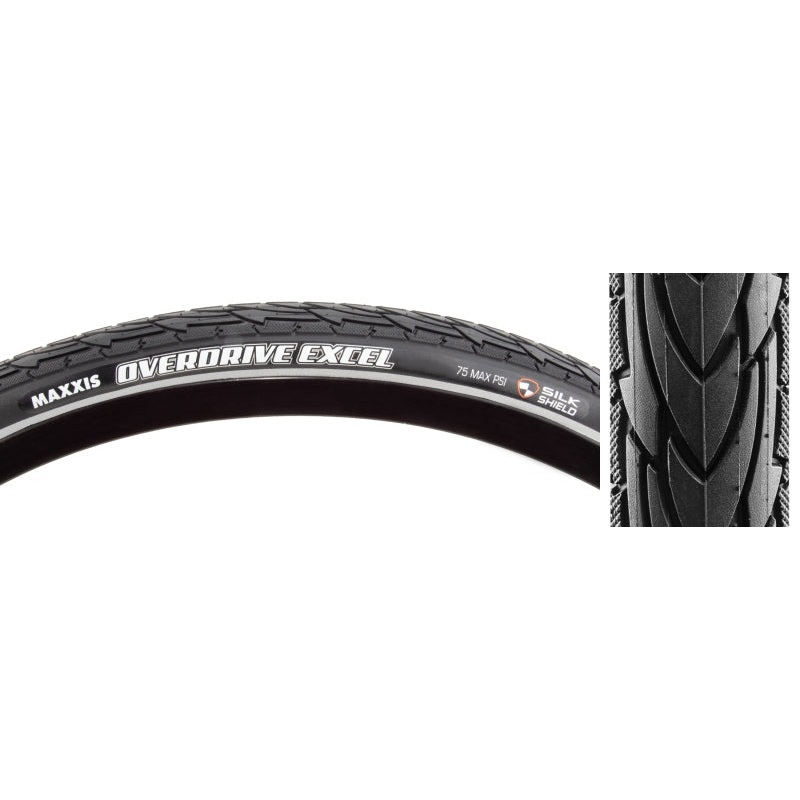 Maxxis Overdrive Excel Tire 700x47C Wire Clincher Single SilkShield Reflective 60TPI Black