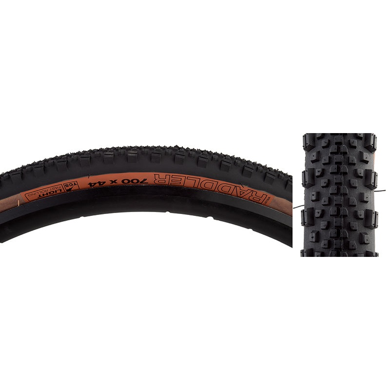 WTB Raddler Tire – 700 x 44 TCS Tubeless Folding BLK/Tan Light Fast Rolling