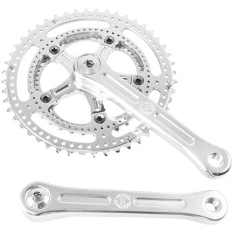 Grand Cru Drillium Cranks – 175mm, 8/9/10 Speed, 48/34t, Square Taper JIS Spindle Interface, Polished Aluminum