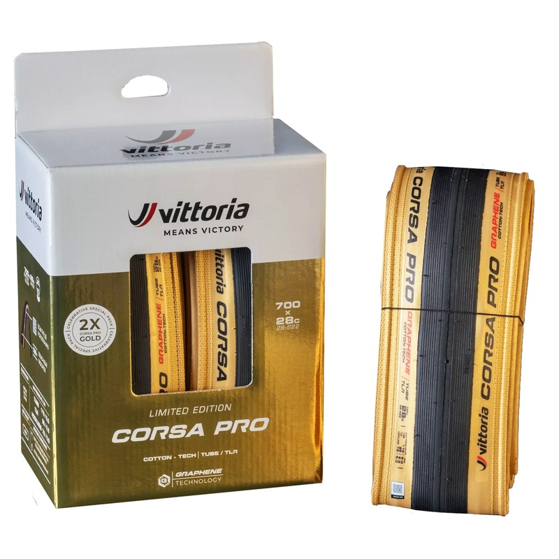 Corsa Pro Gold Limited Edition Tires – 700 x 28 Tubeless Folding BLK/Gold Limited Edition G2.0 Pair