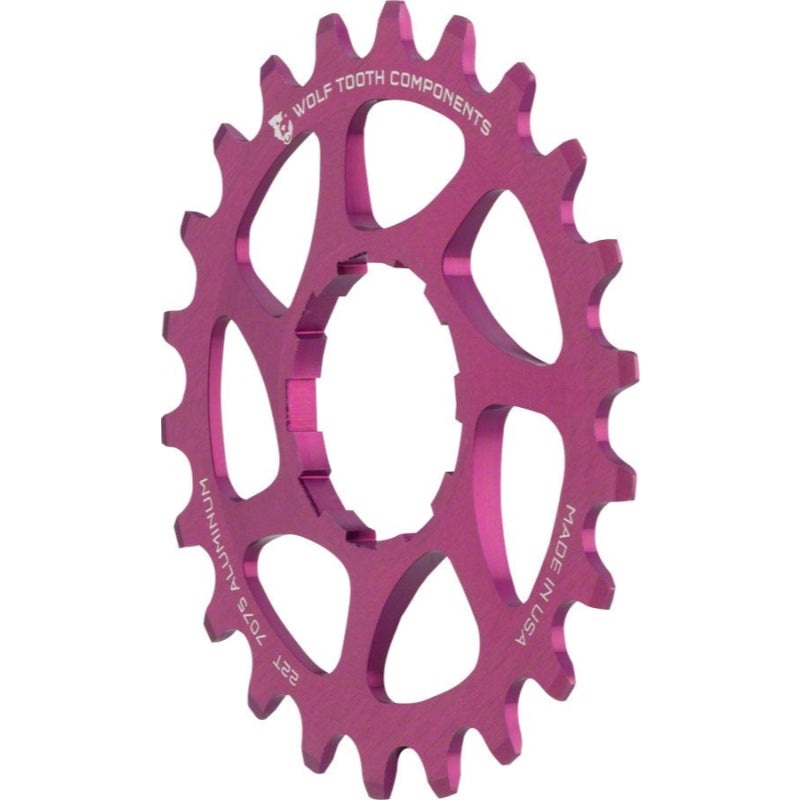 Wolf Tooth Single Speed Aluminum Cog – 22t Compatible with 3/32 Chains Purple