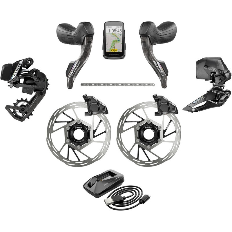 SRAM Force eTap AXS Road Groupset – 2×12-Speed HRD Shift/Brake Levers FM Calipers Rotors Chain F/R Derailleurs Hammerhead Karoo E1