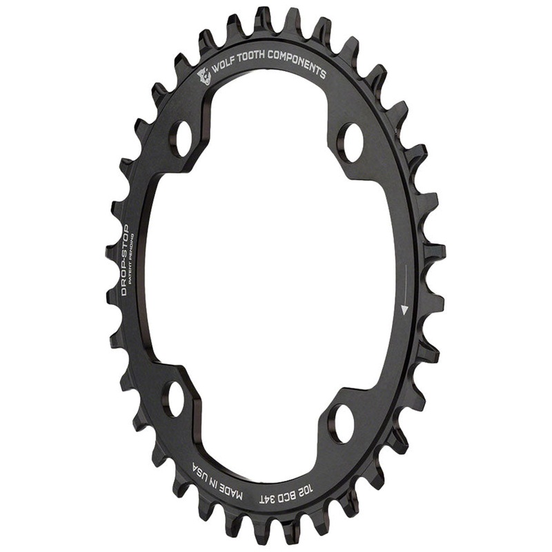 Wolf Tooth 102 BCD Chainring – 34t 102 BCD 4-Bolt Drop-Stop For Shimano XTR M960 Cranks BLK