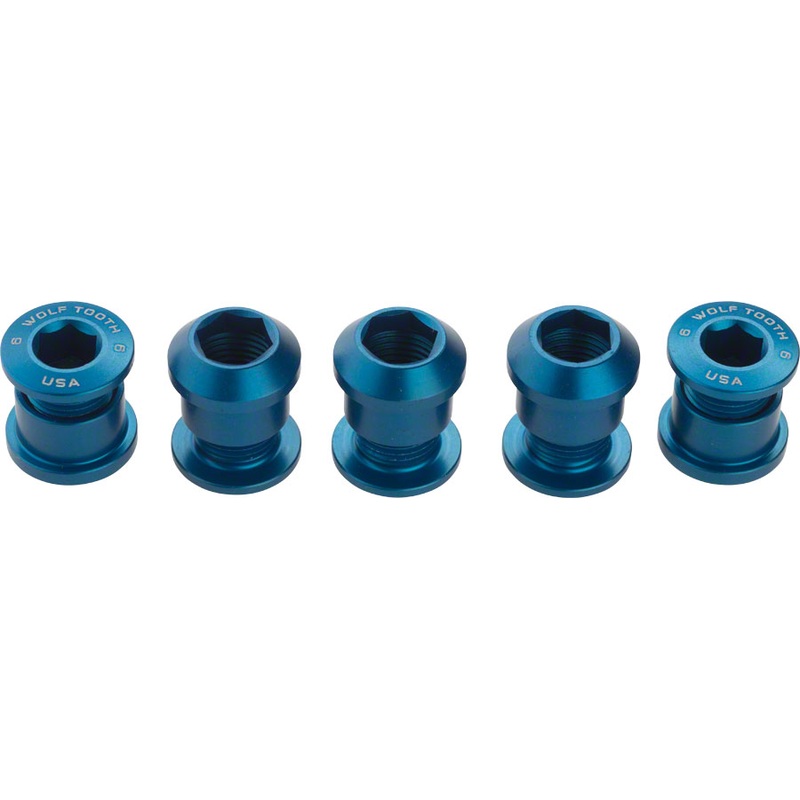 Wolf Tooth Components Set of 5 Chainring Bolts for 1x use Dual Hex Fittings Blue