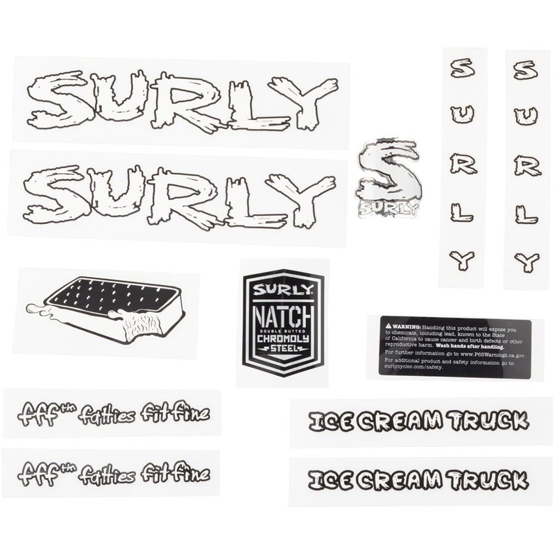 Surly Ice Cream Truck Frame Decal Set – White with Ice Cream Sandwich