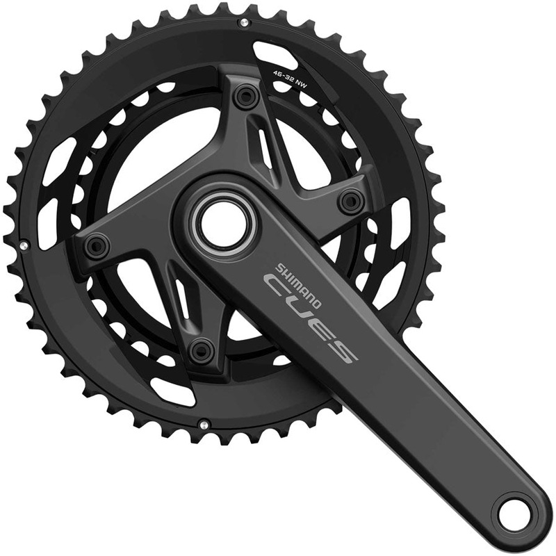 Shimano CUES FC-U6040-2 Crankset – 170mm 9/10-Speed 50/34t Asymmetric 110 BCD Hollowtech II Crankarms BLK