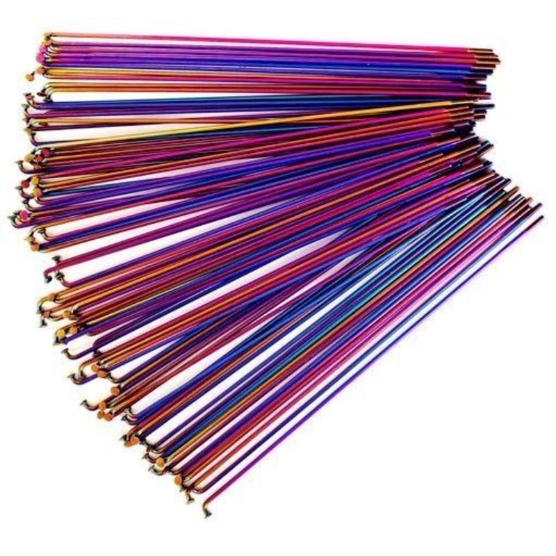 Total BMX Double Butted Tech Spokes – 20pcs- Rainbow