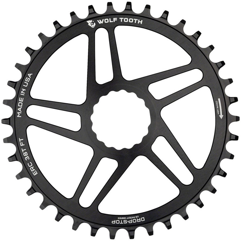 Wolf Tooth Direct Mount Chainring – 40t, RaceFace/Easton CINCH Direct Mount, Drop-Stop, 10/11/12-Speed Eagle and Flattop Compatible, Black