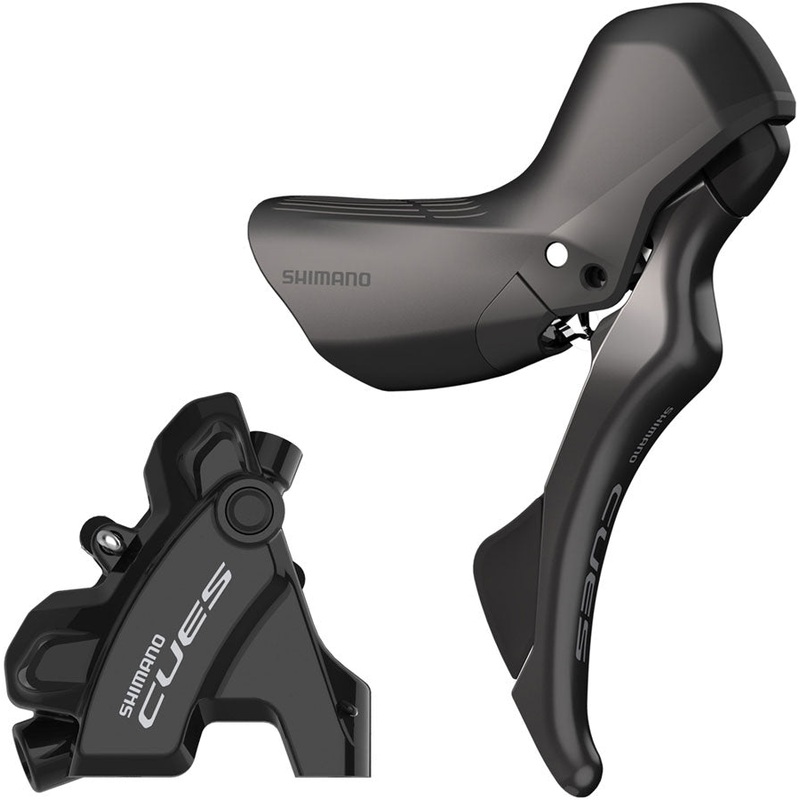 Shimano CUES ST-U6030 Shift/Brake Lever BR-U6030 Hyd Disc Brake Caliper – Right/Rear 10/11-Spd Flat Mount For 25mm Mount BLK