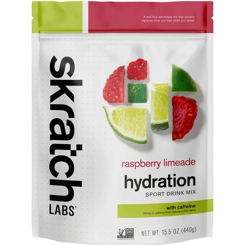 Skratch Labs Hydration Sport Drink Mix – Raspberry Limeade With Caffiene 20-Serving Resealable Pouch