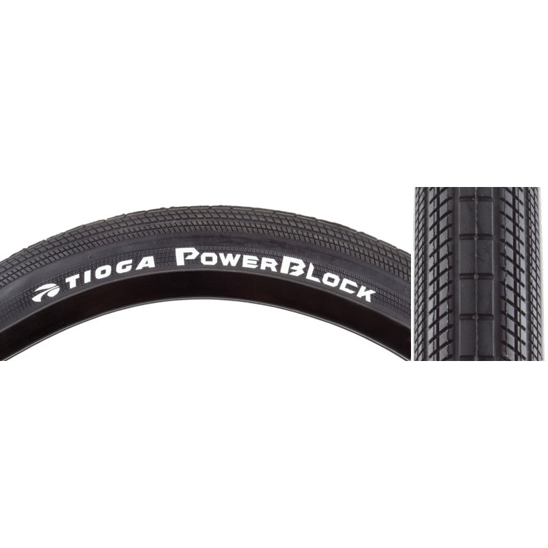 Tioga PowerBlock Tire – 20 x 1.75 Clincher Wire Black 60tpi