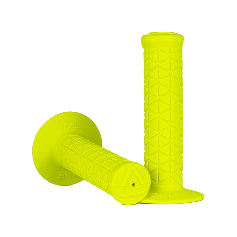 AME Triangle BMX Grips – Flanged – Fluorescent Yellow – USA Made