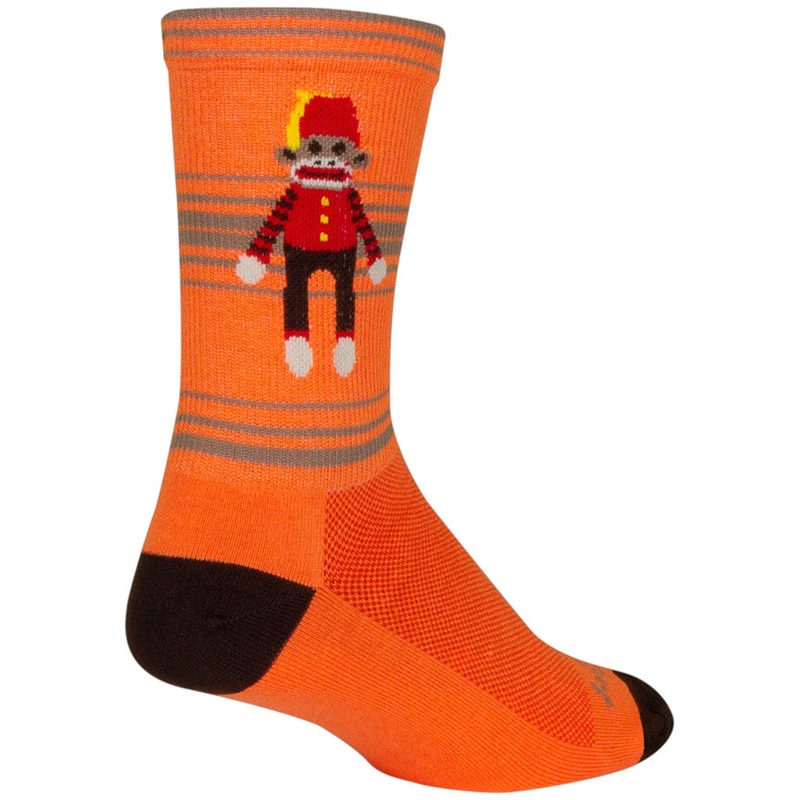 SockGuy Funky Monkey Crew Socks – 6″ Orange/Red/Brown Large/X-Large