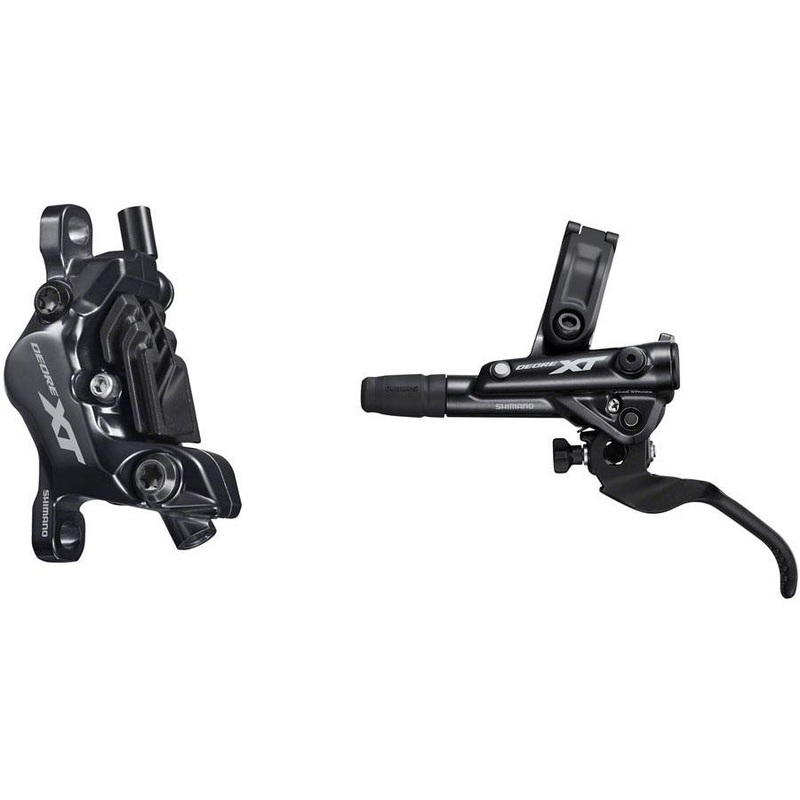 Shimano Deore XT BL-M8100/BR-M8120 Disc Brake and Lever – Front, Hydraulic, Post Mount, 4-Piston, Finned Metal Pads, Black