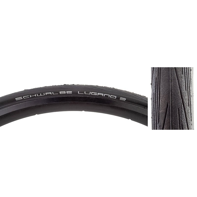 Schwalbe Lugano II Tire – 700 x 25 Clincher Wire Black K-Guard Endurance
