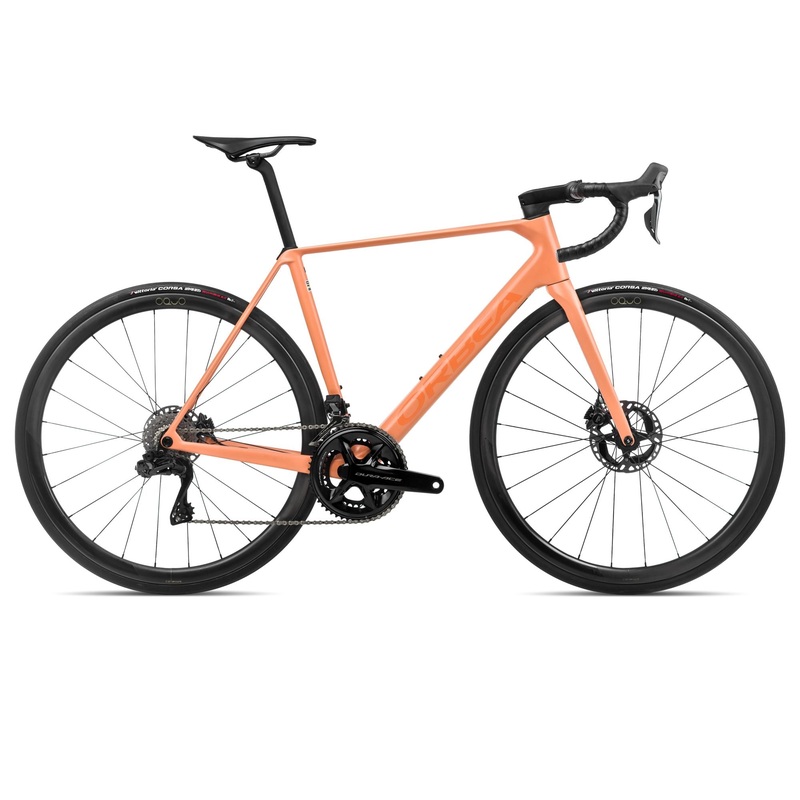 2024 Orbea ORCA M10iLTD PWR Racing Road Bike – 55cm, Orange Cloud (Matte) – Stone Blue (Matte-Gloss)