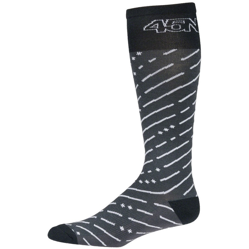 45NRTH Snow Band Midweight Knee High Wool Sock – Dark Gray/Dark Blue Medium