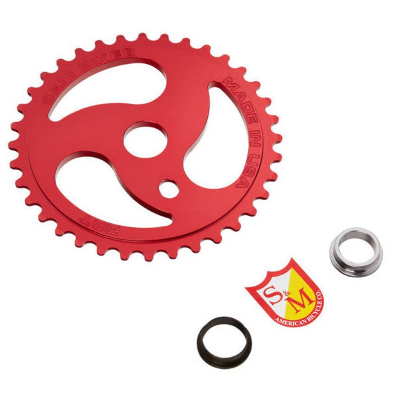 S&M 36t Chain Saw Aluminum BMX Sprocket – Red – USA Made