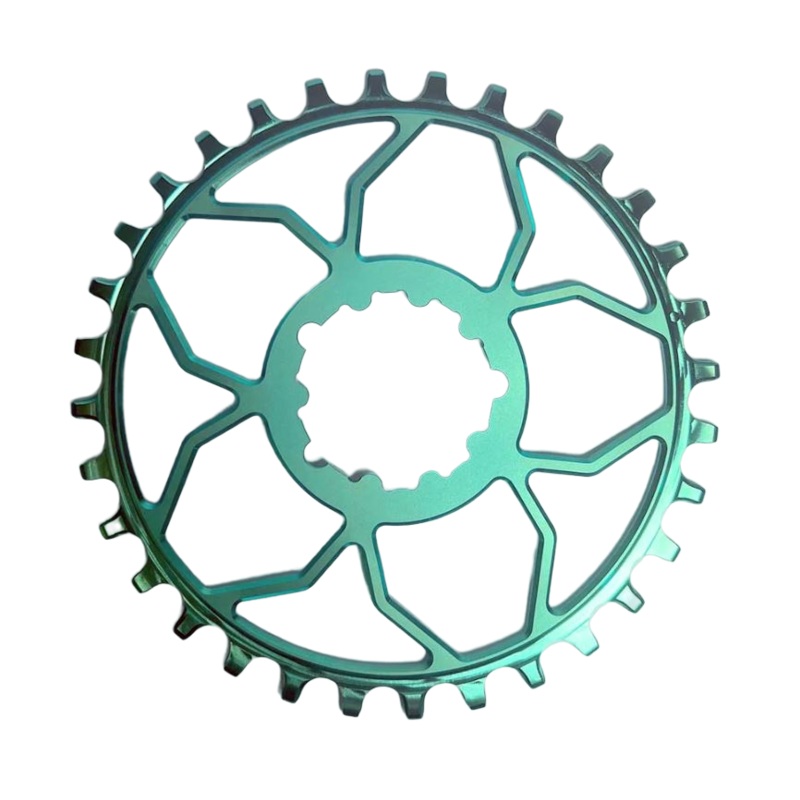 5Dev Ultra Light Titanium Chainring, Teal, 3 Bolt, 3mm Offset