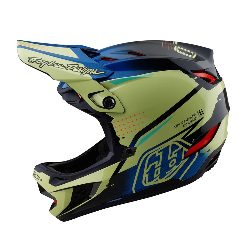 Troy Lee Designs D4 Composite Full Face Helmet – Drip – Glo Yellow