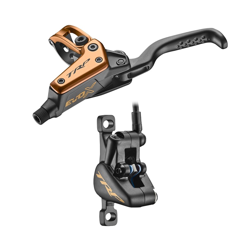 TRP EVO X HD-M9020 Disc Brake Lever – Left/Front Rear 1900mm Hose Post Mount 2-Piston Gold