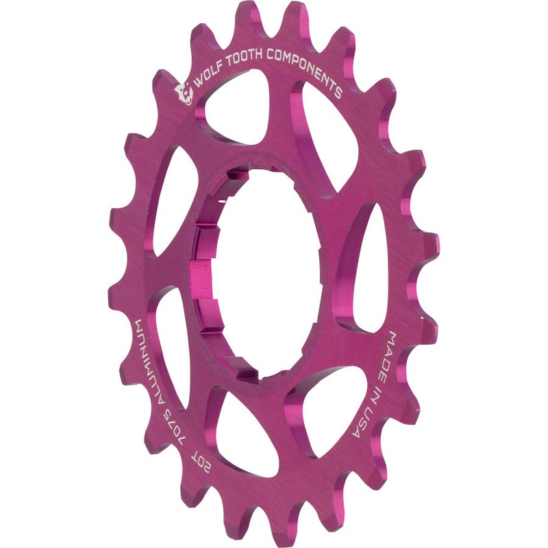Wolf Tooth Single Speed Aluminum Cog: 20T, Compatible with 3/32″ Chains, Purple