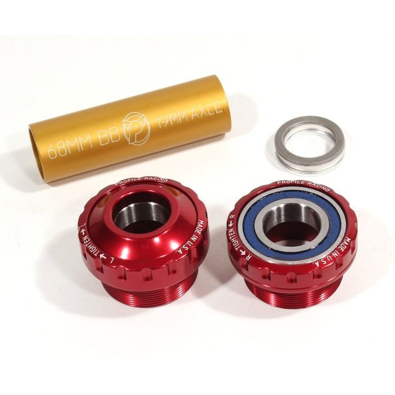19mm Profile Euro External (Outboard) BMX Bottom Bracket Set – Red – Made in the USA