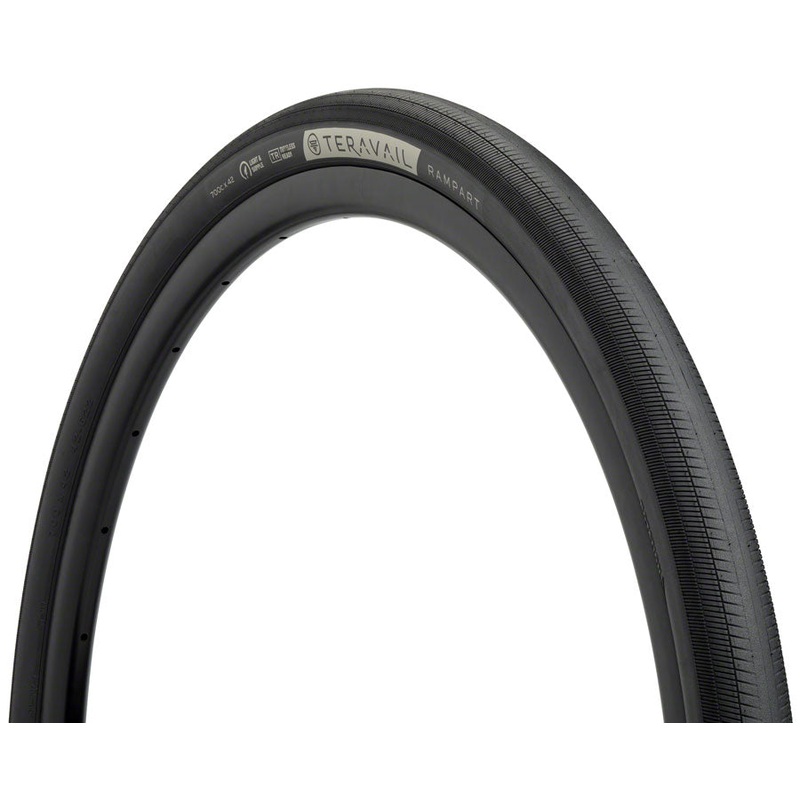 Teravail Rampart Tire – 700 x 42, Tubeless, Folding, Black, Durable, Fast Compound