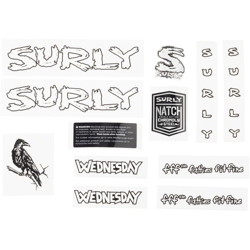 Surly Wednesday Frame Decal Set – White with Crow