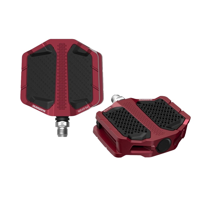 Shimano EF205 E-Bike Flat Pedals – Red
