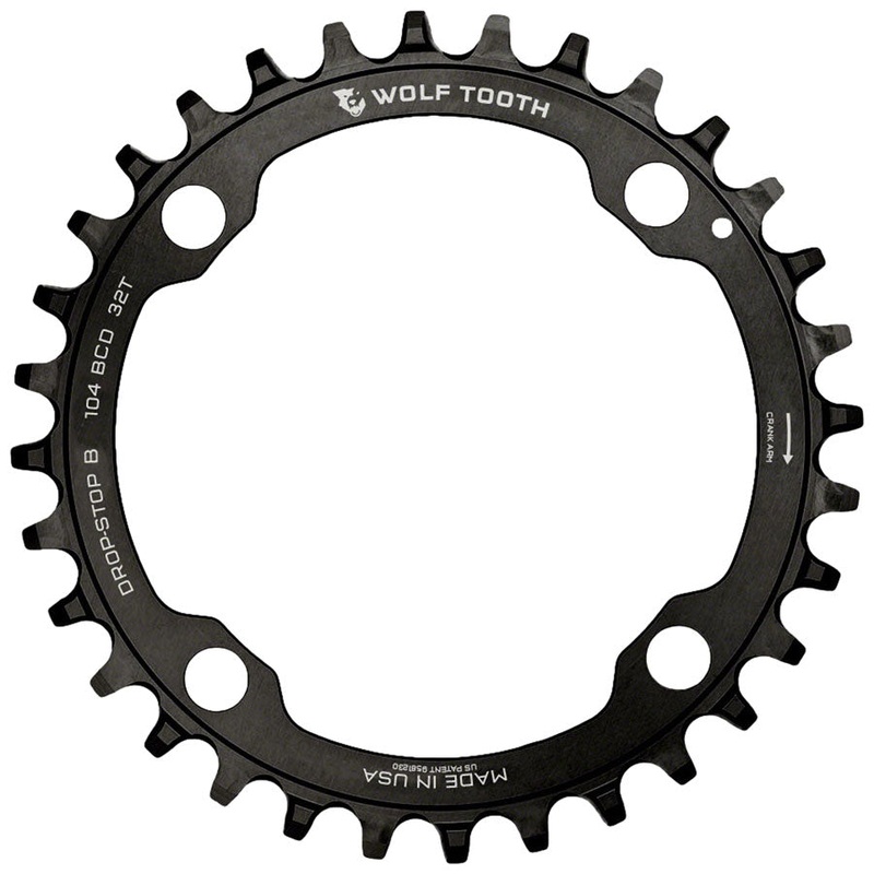 Wolf Tooth 104 BCD Chainring – 32t, 104 BCD, 4-Bolt, Drop-Stop B, Black