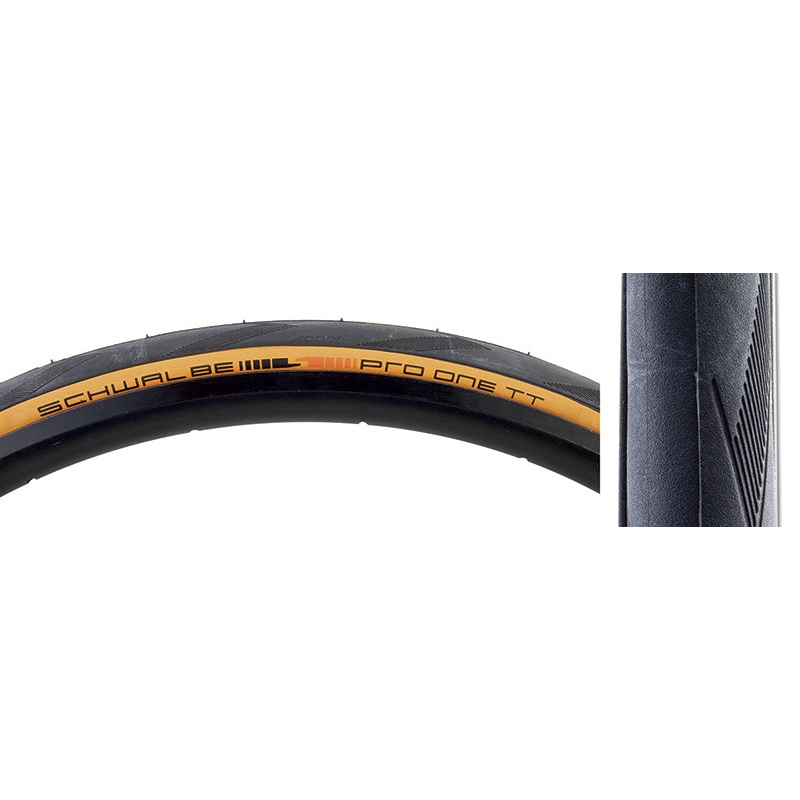 Schwalbe Pro One TT Tire – 700 x 28 Tubeless Folding BLK/Tan Evolution Line Addix Race